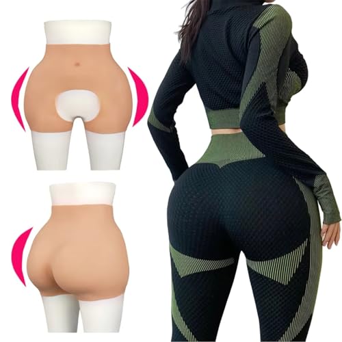 Adima Silikon Fake Butt Hose Riesiges Gesäß Gepolsterter Körper Push Up Unterwäsche Hip Lift Control Shorts für Crossdresser Frauen,Braun,T3.1 von Adima