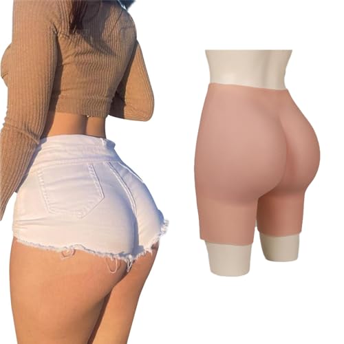 Adima Silikon Fake Butt Pants Lift Butt Shaper Control Shorts Offener Schritt gepolsterte Push Up Boxershorts für Crossdresser,Wheat Colored,L von Adima