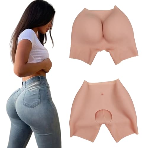 Adima Silikon Höschen Offener Schritt Gefälschte Hintern Pads Shaper Control Shorts Hüft Enhancer Unterwäsche für Drag Queen Crossdresser,Color2,S von Adima