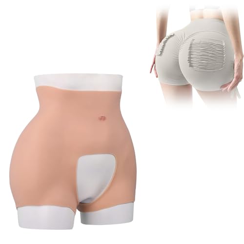 Adima Silikon Hüftverstärker Offener Schritt Gesäß Hüften Body Shaper Butt Control Gepolsterte Push Up Shorts für Drag Queen,Natrual,One Size von Adima