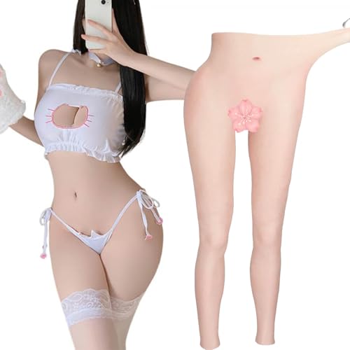 Adima Silikon Vagina Höschen Hüft Enhancer Crossdresser Bekleidung Männlich zu Frau Po Shaper Control Hosen für Drag Queen,Girly White,Upgrade von Adima