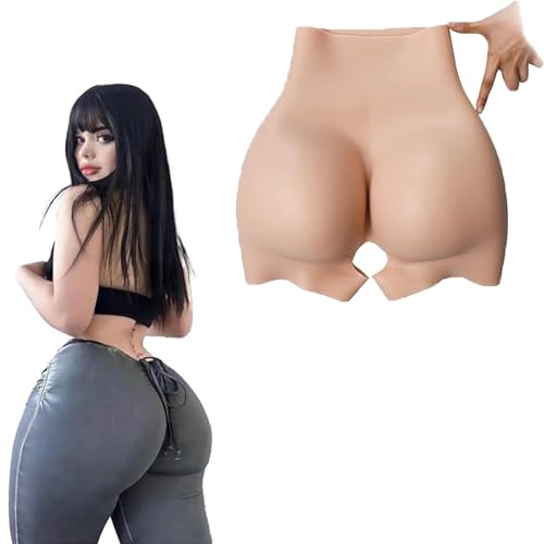 Adima Silikon Weiblich Offener Schritt Gefälschtes Gesäß Höschen Hüften Body Shaper Enhancer Gepolsterte Push Up Shorts Für Crossdresser,Wheat Colored,Hip1.2 von Adima