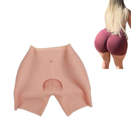 Adima Vollsilikon Hintern Höschen Offener Schritt Gepolsterte Push Up Boxershorts Hüft Enhancer Shapewear Höschen für Crossdresser,Nude,M1 von Adima