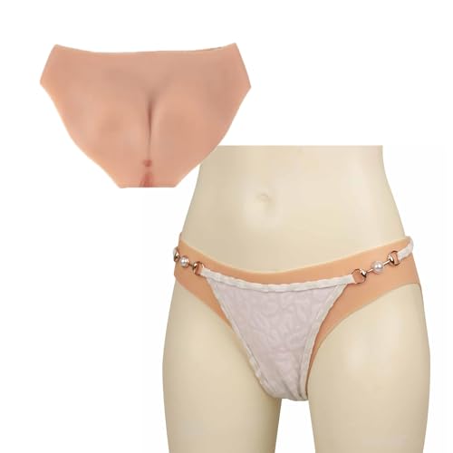 Adima Vollsilikon Höschen Falsche Pussy Triangle Panty Einführbare Butt Shaper Control Shorts für Transgender Drag Queen,Braun,Upgrade von Adima