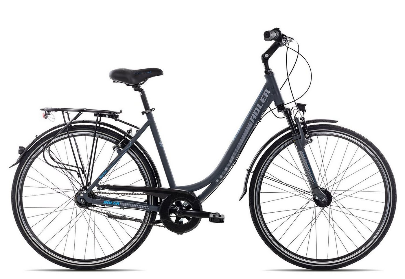 Adler Cityrad Verona Nexus Wave, 7 Gang Shimano Nexus 7 Rücktritt Schaltwerk, Damenrad Citybike Tiefeinstieg schwarz/grau von Adler