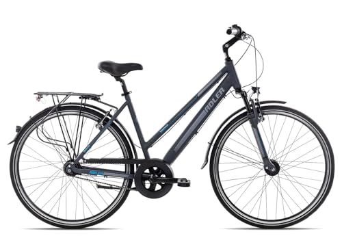 Adler Verona Nexus Trapez Damenrad Tiefeinstieg 28 Zoll 7 Gang Citybike Aluminium, Farbe:Darkgrey matt/Grey Blue, Rahmengröße:50 cm, Laufradgröße:28 Zoll von Adler