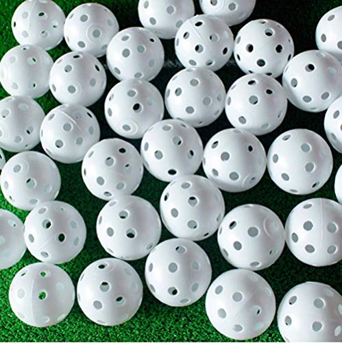 Adwikoso 50 Stück Golf-Trainingsbälle aus Kunststoff, 42 mm Airflow, Hohle Golfbälle für Indoor-Putting-Green, Hinterhof, Outdoor-Übungsgeräte mit 2 Golfball-Tees Adwikoso 50 Stück Golf-Trainingsbälle aus Kunststoff, 42 mm Airflow, Hohle Golfbälle für Indoor-Putting-Green, Hinterhof, Outdoor-Übungsgeräte mit 2 Golfball-Tees von Adwikoso