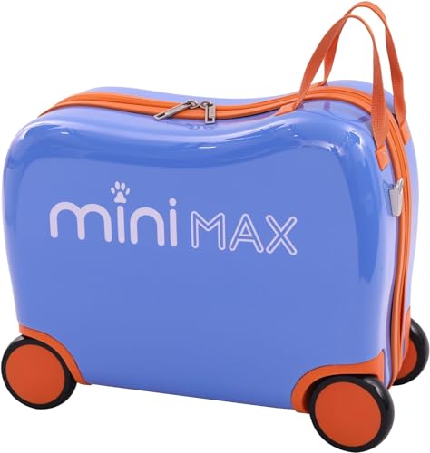 Aerolite MiniMax Kinder-Ride-On-Koffer, passend für 45 x 36 x 20 cm, EasyJet, maximale Größe, Kinder-Handgepäck mit Rollen, 29 l (blau) von Aerolite