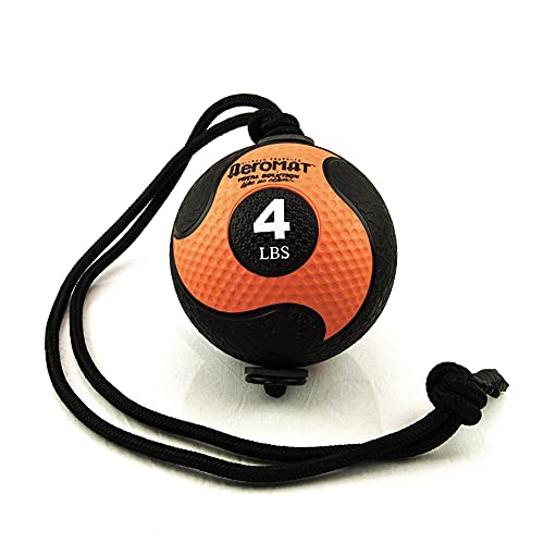 Aeromat Elite Power Rope Medizinball für Rumpfkraft/Rotationsbewegungen, 1,8 kg, schwarz/orange, 19,7 cm Durchmesser, 94 cm Seil von Aeromat