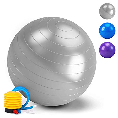 Aeveot Gymnastikball, Sitzball Büro Ergonomisch, Yoga Ball Groß (55-85cm), Anti-Slip Berstsicher Dicker Robuster, für Schwangerschaft Balance Yoga Fitnessball(Gray,85cm) von Aeveot