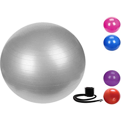 Aeveot Gymnastikball, Yoga Ball Tragbar Groß Pilates Ball, Sitzball Büro Ergonomisch Anti-Burst Extra Dicker Schweizer Geburtsball, Indoor Workout Fitness Training Stretching Geburt(Gray,55CM) von Aeveot