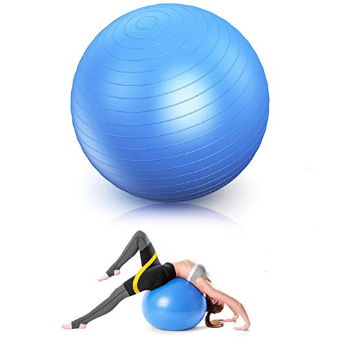 Gymnastikball, Sitzball Büro Ergonomisch, Perfekter Trainingsball Bürostuhl, Anti-Burst Extra Dicker Yoga Ball, Groß Pilates Ball, Schweizer Ball Mit Pumpe, Für Fitness Midwifery Arbeit(Blau,55CM) von Aeveot