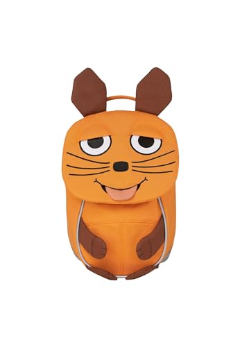 Affenzahn Kleiner Kindergartenrucksack in Form Einer Maus, in der Farbe orange, reflektierend, ergonomisch, Name auf ausziehbare Zunge, AFZ-FAS-001-041 von Affenzahn