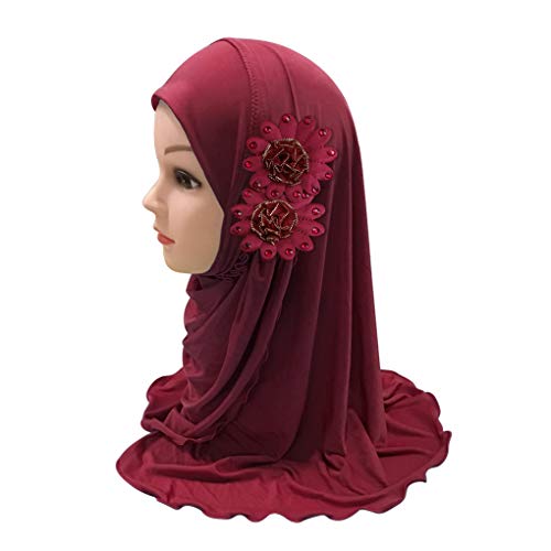 AfinderDE Bandana Muslimische Hijab Mädchen Kinder Kopftuch Hut Verknotet Turban Tuch Kopfbedeckung Headwrap Sommer Arabische Hals Haartuch Kopfkappe von AfinderDE