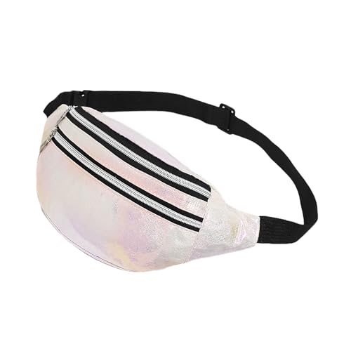 AfitLulu Holographische Bauchtasche Damen Sport Gürteltasche Herren, Hüfttaschen Damen Laufgürtel Handy Wasserdicht Fanny Pack mit 2 Reißverschlusstaschen und Verstellbarem Gurt für Outdoor (Weiß) AfitLulu Holographische Bauchtasche Damen Sport Gürteltasche Herren, Hüfttaschen Damen Laufgürtel Handy Wasserdicht Fanny Pack mit 2 Reißverschlusstaschen und Verstellbarem Gurt für Outdoor (Weiß) von AfitLulu