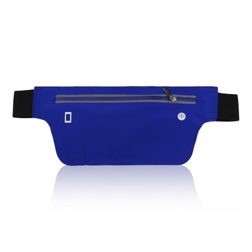 AfitLulu Laufgürtel, Sport-Hüfttasche, ultradünner Fitness-Gürtel mit verstellbarem Gummiband, Bauchtasche, Bauchtasche, leichte Hüfttasche, Lauftasche mit Kopfhörerloch für Training, Radfahren, blau, von AfitLulu