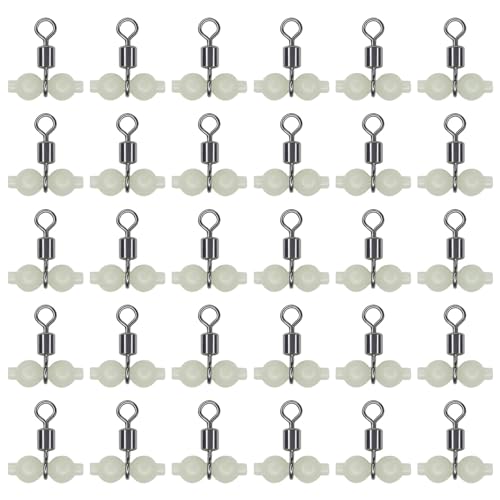 Agatige 30er-Pack Angelwirbel 3-Wege-Glühen im Dunkeln Angel-Rollwirbel-Anschluss(#4) von Agatige