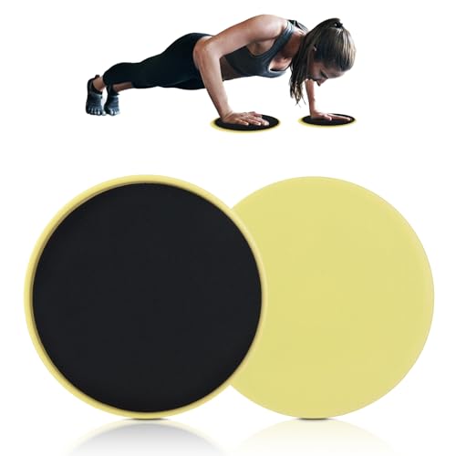 Core Sliders, 2PCS Übungsgleiten Gleitscheibe Fitness Core Slider Sport Ganzkörper-Trainingsgeräte für Bauch-, Heim-Übungen zur Stärkung von Rumpf, Gesäß und Bauch(Gelb) von Agatige