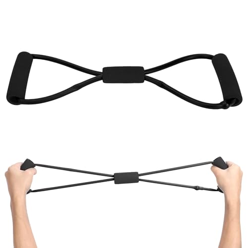 Agatige Widerstandsband mit Griffen, 8-Form-Arm-Schulter-Stretching-Band, Brust-Expander, elastisches Zugseil für Frauen, Heimfitness, Workout, Yoga, Pilates(Schwarz) von Agatige