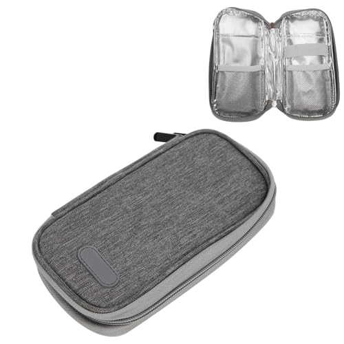 Insulin-Kühler-Reisetasche, tragbare isolierte Medikamenten-Kühltasche, isolierter Diabetiker-Organizer für Diabetiker-Set, Insulin-Pen, Glukosemessgerät (grau) von Agatige