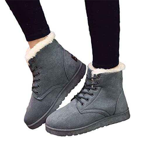 Agiyenna Winterstiefel Schneestiefel Lace Up Ankle Boots, Winterschuhe Damen wasserdichte Warme Schneestiefel, Winter Booties Schuhe mit Gefüttert, Walking Outdoor Schuhe Sneaker Winterboots von Agiyenna