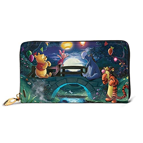 Ahdyr Cartoon Winnie Pooh Geldbörsen für Frauen Männer Exquisite Advanced Leder Reißverschluss wasserdichte multifunktionale Brieftasche Clutch Bag von Ahdyr