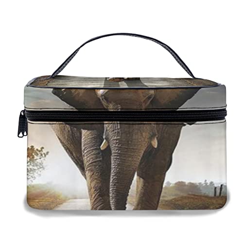 Leder-Make-up-Tasche, afrikanische Elefant-Fotografie-Kunst, wasserdichte tragbare Make-up-Taschen von Ahdyr