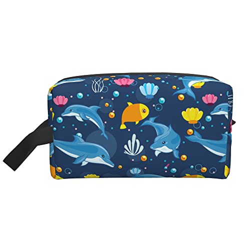 Reise-Kulturtasche für Frauen, große niedliche Cartoon-Delfin-Kulturtasche, geräumige Multifunktions-Kosmetiktasche, Organizer-Beutel mit Reißverschluss, Make-up-Taschen für Muttertag, Jahrestag, Ge Reise-Kulturtasche für Frauen, große niedliche Cartoon-Delfin-Kulturtasche, geräumige Multifunktions-Kosmetiktasche, Organizer-Beutel mit Reißverschluss, Make-up-Taschen für Muttertag, Jahrestag, Ge von Ahdyr