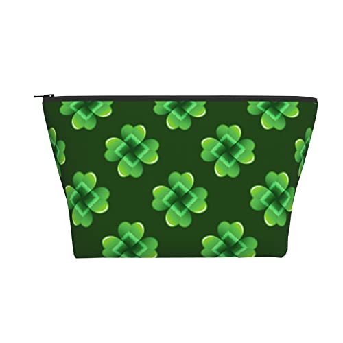 Tragbare Kosmetiktasche Green Clover St. Patrick's Day Make-up-Tasche Reise-Kulturtasche für Mädchen und Frauen von Ahdyr