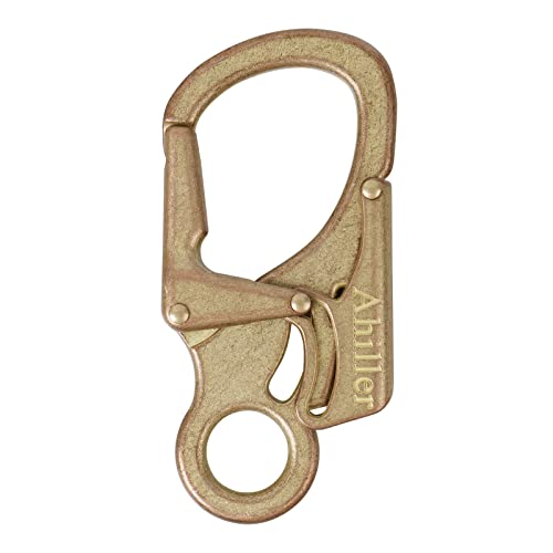 Karabiner, doppelte Verriegelung, 3-Zoll-Legierung kleinen Karabiner für Outdoor-Klettern, Wandern, Camping, Schlüsselanhänger Stil Karabinerhaken [Antikes gold-1P] von Ahiller