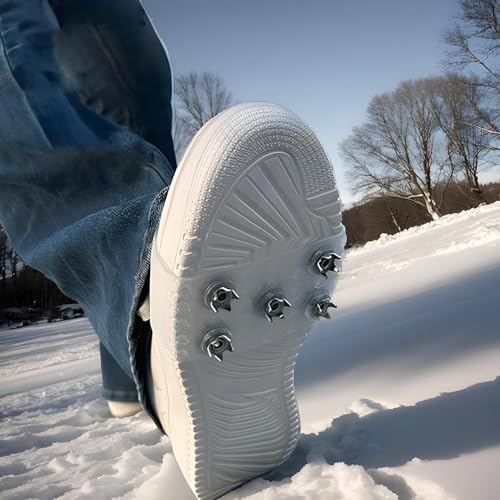 Schneespikes Für Schuhe | Anti Rutsch Schuhspikes | Schneeschuh-Spikes | Eisgriffe Für Schuhe Und Stiefel | Eisklampen | Schuhkrallen | Bergsteiger-Eisgriffe | Mit 5 Spikes von Ahuuen