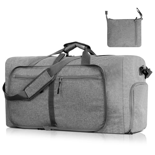 AiQInu Faltbare Reisetasche Groß 65L, 600D Wasserdicht Reisetasche Handgepäck mit Schuhfach, Damen Herren Sporttasche für Camping, Reisen, Fitness - 61 x 27 x 34 cm, Grau AiQInu Faltbare Reisetasche Groß 65L, 600D Wasserdicht Reisetasche Handgepäck mit Schuhfach, Damen Herren Sporttasche für Camping, Reisen, Fitness - 61 x 27 x 34 cm, Grau von AiQInu
