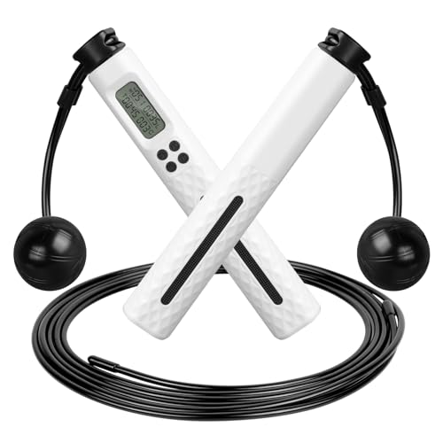 AiQInu Springseil mit Zähler, Springseil Sport, Springseil Erwachsene Fitness, Seilspringen mit Kalorienzähler und Timer, Skipping Rope Adult, Jump Rope Speed von AiQInu