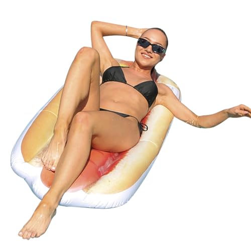 Aibyks Hotdog aufblasbar schwimmend,Hot Dog Pool schwimmend, Schwimmender Swimmingpool-Hotdog, Aufsitzbares Floatie-Spielzeug, lustiger Sonnenriese für lustige Lounge-Partys, Strandparty-Requisiten, von Aibyks