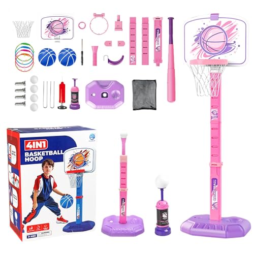 Aibyks Kinder-Basketballständer, Kinder-Basketballkorb und T-Ball-Set - Basketballkorb und T-Ball-Spielzeugset,Sportspielzeug mit verschiedenen Sportmodi für Schule, Partys, Familientreffen, Zuhause von Aibyks