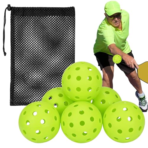 Aibyks Pickle-Bälle für den Außenbereich, Sport-Pickle-Bälle für den Außenbereich - 40 Löcher 74 mm hohe Sprunglochbälle - Fluoreszierendes Sportzubehör, gut sichtbares Outdoor-Zubehör mit Netztasche von Aibyks