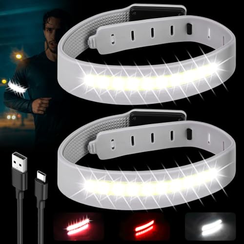 LED Armband USB, 2 Stück COB Leuchtarmband LED Reflective Band Laufarmband Lichtband Kinder Leuchtbänder Reflektorband Licht Sicherheit Licht für Joggen Laufen Running Sports von Aicharynic