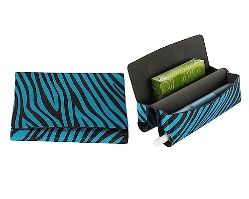 Aickosdus Zebra Muster Organizer Geldbörse Tasche kompatibel für ILUMA ONE/Multi E-Zigarette Schutz Holster für ILUMA ONE/Multi aus PU-Leder Zigarettenetui (BLAU) von Aickosdusu