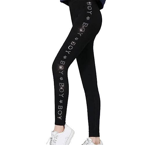 Ailan Winter Strass Leggings Frauen reizvolle glänzende Beute Kristallhosen beiläufige Outwear Fleece Futter elastische warme Strumpfhose, Weißer Kristall 10 von Ailan