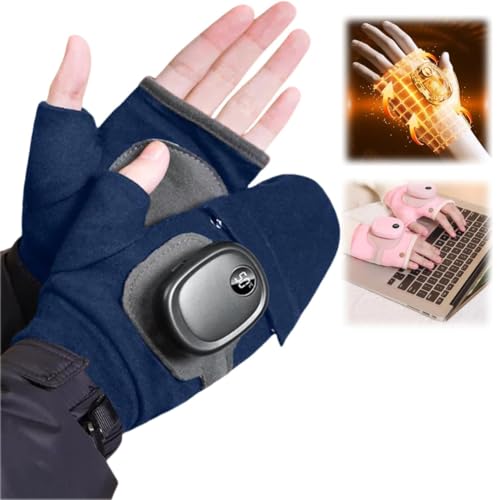 Beheizte Handschuhe für Männer Frauen, Wiederaufladbare Voll- & Halbe Hände Elektrische Handschuhe Beheizte Fingerlose Touchscreen Handschuhe Beheizte Winter Handwärmer für Arbeit Radfahren Skifahren von Ainiupi