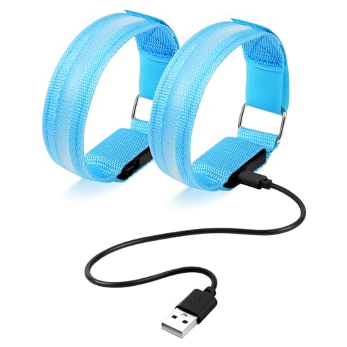 Ainiv LED Armband Aufladbar, 2 Stück Reflective LED leucht Armbänder Lichtband, Band Leuchtarmband, Kinder Erwachsene Nacht Sicherheits Licht für Joggen Laufen Hundewandern Running Outdoor Sports-Blau Ainiv LED Armband Aufladbar, 2 Stück Reflective LED leucht Armbänder Lichtband, Band Leuchtarmband, Kinder Erwachsene Nacht Sicherheits Licht für Joggen Laufen Hundewandern Running Outdoor Sports-Blau von Ainiv