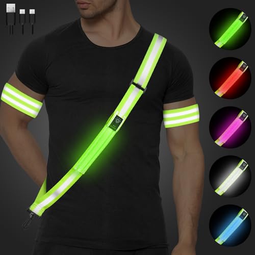 Ainiv Lauflampe Joggen LED Reflektoren Gürtel,Hohe Sichtbarkeit Reflektierende Gürtelschärpe, USB Wiederaufladbares Wasserdichtes Farbiger Blitz Sicherheitslicht Laufausrüstung Ainiv Lauflampe Joggen LED Reflektoren Gürtel,Hohe Sichtbarkeit Reflektierende Gürtelschärpe, USB Wiederaufladbares Wasserdichtes Farbiger Blitz Sicherheitslicht Laufausrüstung von Ainiv