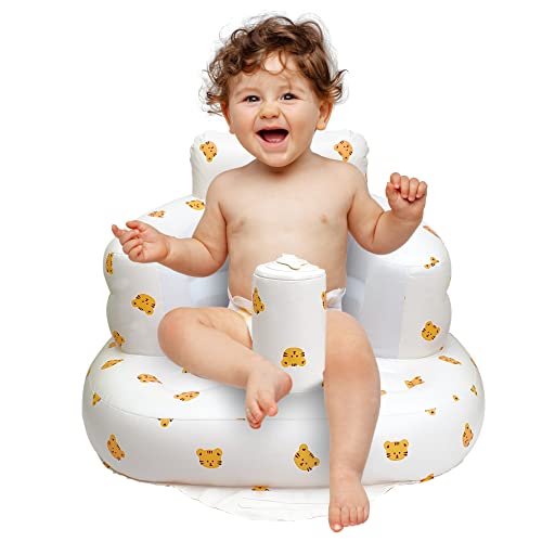 AirSwim Baby Aufblasbarer Sitz für Babys ab 3 Monaten, Baby Stützsitz Sommer Kleinkind Stuhl zum Sitzen, Eingebaute Luftpumpe Baby Bodensitz Geschenke, Tiger von AirSwim