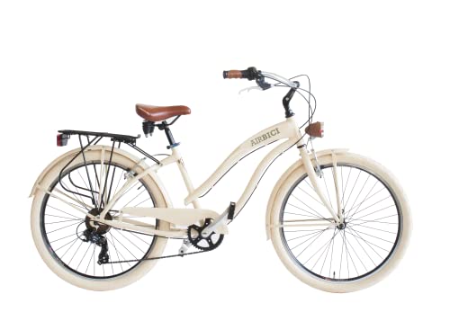 Airbici Fahrrad Beachcruiser Damen 26" Beige | City-Bike | BeachCruiser Bike 26 Zoll 6-Gang, Aluminiumrahmen, Schutzbleche, LED-Licht und Gepäckträger Airbici Fahrrad Beachcruiser Damen 26" Beige | City-Bike | BeachCruiser Bike 26 Zoll 6-Gang, Aluminiumrahmen, Schutzbleche, LED-Licht und Gepäckträger von Airbici