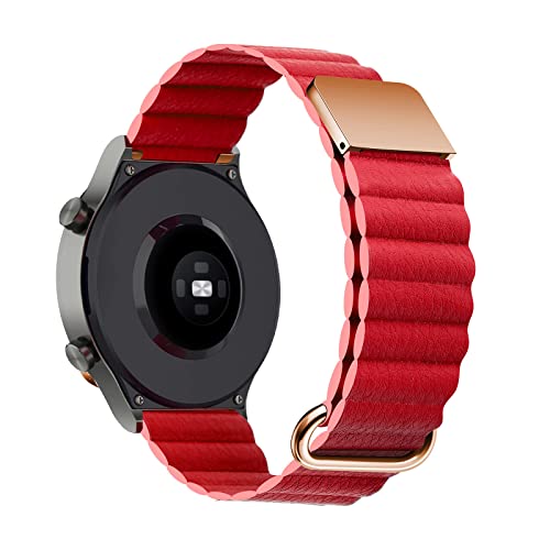 Armband Kompatibel mit Amazfit GTR 3 Pro/ Amazfit GTR 3 Armband Leder Silikon Ersatz Magnetische Für Herren Damen Uhrenarmband Für Amazfit GTR 3 Pro/ Amazfit GTR 3 (Rot) von AireWiki