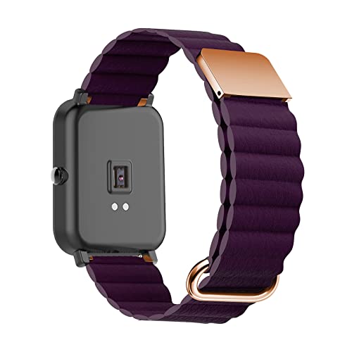 Armband Kompatibel mit Amazfit GTS/Amazfit GTS 2 / Amazfit GTS 2 Mini Armband Leder Silikon Ersatz Magnetische Für Herren Damen Uhrenarmband Für Amazfit Bip/Bip Lite/Amazfit GTR 42mm (Lila) von AireWiki