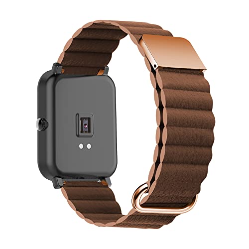 Armband Kompatibel mit Amazfit GTS/Amazfit GTS 2 / Amazfit GTS 2 Mini Armband Leder Silikon Ersatz Magnetische Für Herren Damen Uhrenarmband Für Amazfit Bip/Bip Lite/Amazfit GTR 42mm (braun) von AireWiki