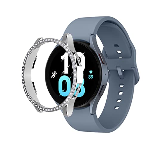 Diamanten Hülle Kompatible mit Samsung Galaxy Watch 4/5 40mm/44mm, Watch 4 Classic 42mm/46mm, Watch 5 Pro Hülle Glitzer 360 Anti Kratz (silbrig,Watch5 44mm) von AireWiki
