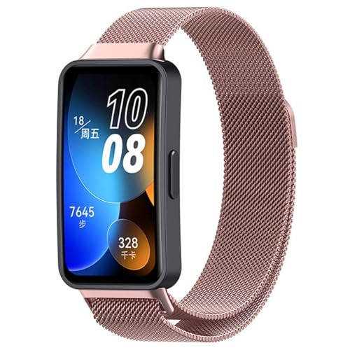 Edelstahl Armband Kompatibel mit Huawei Band 8 Armband Metall Ersatz Mesh mit Magnetische Für Herren Damen Uhrenarmband Für Huawei Band 8 (Rosa) von AireWiki