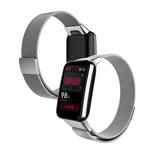 Edelstahl Armband Kompatibel mit Xiaomi Mi Band 7 Pro Armband Metall Ersatz Mesh mit Magnetische Für Herren Damen Uhrenarmband Für Xiaomi Mi Band 7 Pro (Silber) von AireWiki